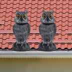 Hausse 2 Pack Fake Owl Decoys to Scare Birds Away, Rotating Head Plastic Owl Bird Deterrents, 10.6 Inch Height Bird Scarecrow Nature Enemy Horned Pest Repellent for Outdoor Garden Yard