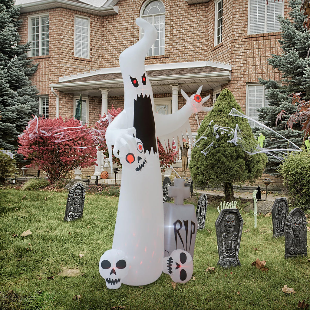 HOPOCO 12 FT Halloween Inflatables Outdoor Decorations Ghost with 3 Skulls
