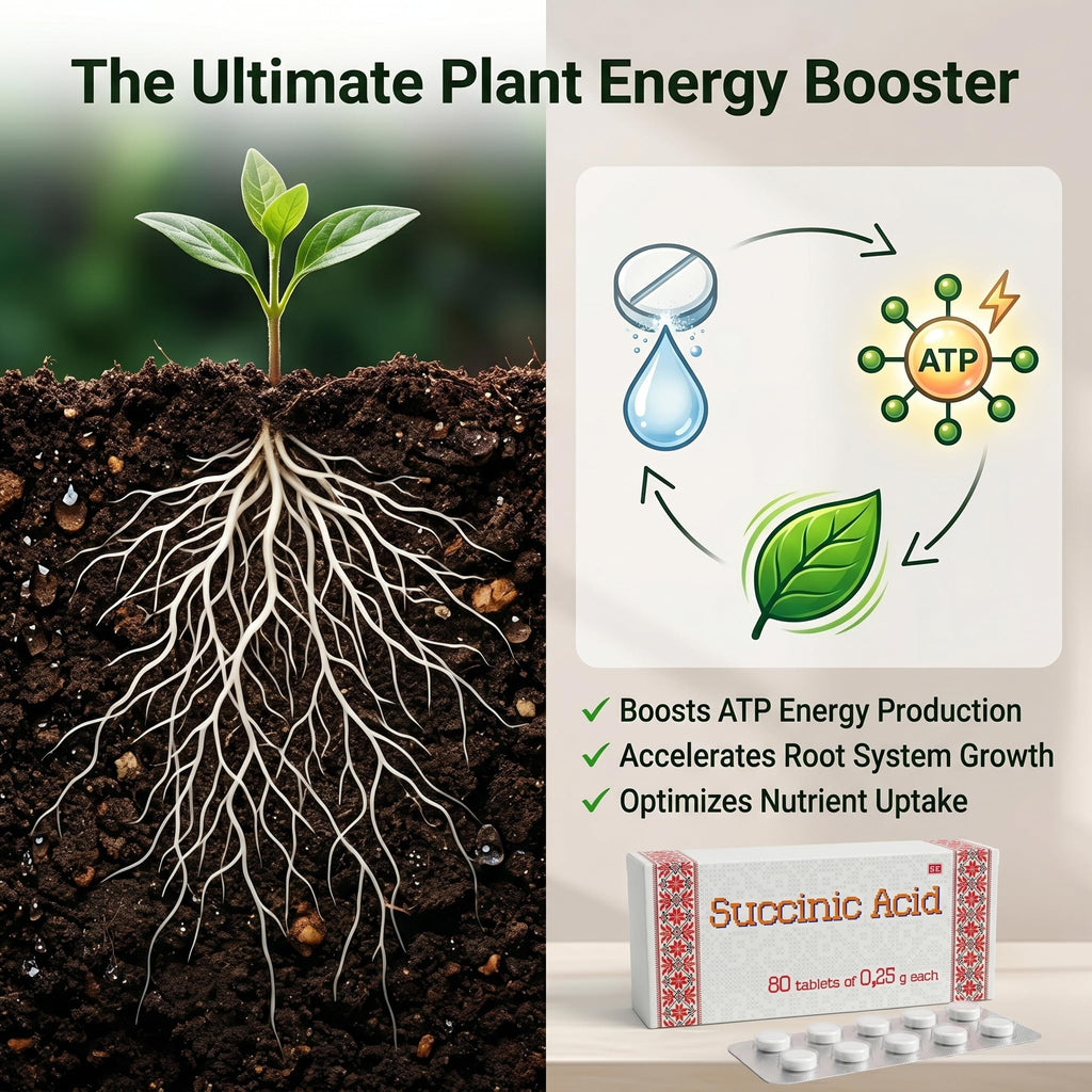 (2 pack) Succinic Acid for Plants - Amber & Ascorbic Acid Biostimulant for Orchids, Indoor Houseplants & Garden - Root Growth Stimulator, Transplant Shock Reducer - 160 Water-Soluble Tabs (250mg)