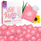 Stall Mates Wipes Feminine Fresh - Flushable | Individually Wrapped Cleansing Travel Friendly PH balanced Unscented with Sunflower, Rosemary and Aloe (90 on-the-go singles) BULK PACK