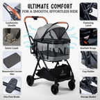 Pet Stroller with Detachable Carrier - Ideal for Small to Medium Dogs & Cats - Compact & Convenient Design - Easy Assembly Pet Stroller for Cats, Dog Strollers for Small Dogs - Metallic Gray