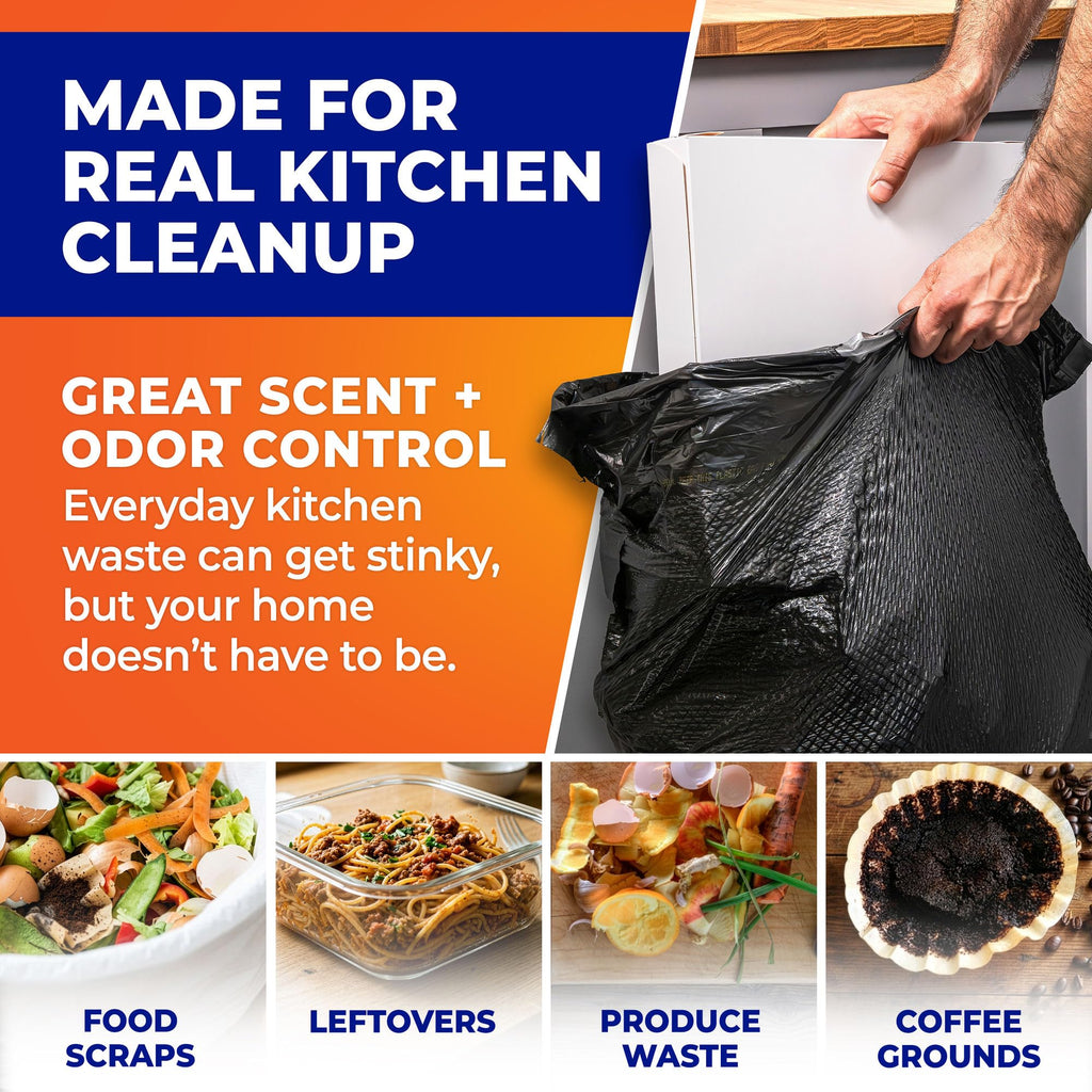 Hefty Ultra Strong 13 Gal Kitchen Trash Bags, Black, Clean Burst, 110ct