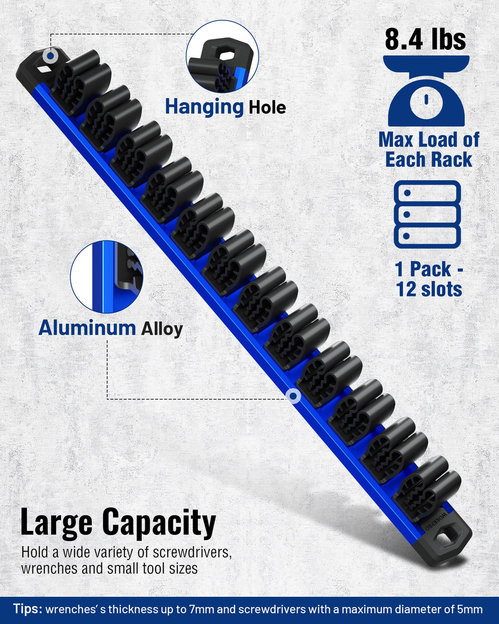 WORKPRO Magnetic Screwdriver and Wrench Organizer Set, 12-Slot Tool Holder