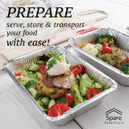 Spare Essentials 55 Pack - 2.25 LB To Go Aluminum Containers with Lids - Heat Proof Foil Tins for Meal Prep, Take Out, Freezer Meals