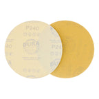 Dura-Gold Premium 240 Grit 6" Gold Sandpaper Discs, No Hole Pattern Dustless, Box of 50, Hook & Loop Backing for DA Sander, Finishing Coarse Sanding Abrasive Automotive Paint, Woodworking Wood, Metal