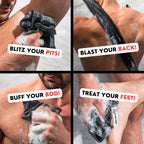 Extra Rough Exfoliating Washcloth - Extreme Body & Back Scrubber for Shower, Hygienic, Long 1 Black & 1 Grey, Men or Women, 2 Count Pack