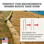 Pinnacle Mercantile USA Made 200 Pack Dissolving Garden Landscape Staples Weed Barrier Fabric Stakes 6 inch Pins Sod Staple 11 Gauge Steel