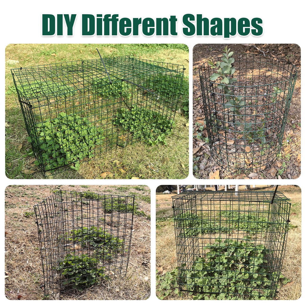KEOHOLI 10 Packs Plant Protectors Cages from Animals, 12" x 12" 30 Pcs Wire Meshs with 200 Pcs Zip Ties and 30 Pcs Stakes, Plant Protector Cages from Rabbits Squirrels Chicken for Vegetables Flowers