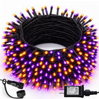 DAZZLE BRIGHT Halloween 300 LED String Lights, 100FT String Lights with 8 Lighting Modes, Halloween Decorations for Party Carnival Supplies, Outdoor Yard Garden Decor (Purple & Orange)