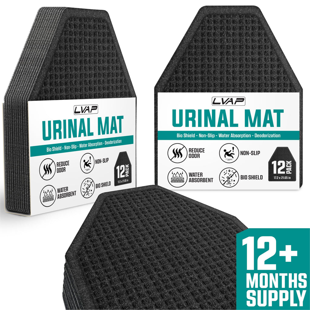 12 Pack - Professional Urinal Floor Mats for Men Bathroom | Non-Slip Urinal Mats | Disposable Bathroom Urinal Pads for Commercial Restrooms