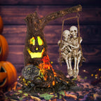 Halloween Skull Statue with Spooky LED Light for Home Indoor Decorations