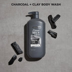 Dove Men+Care Purifying Body & Face Wash 3 Count Charcoal Clay with 24-Hour Nourishing Micromoisture Technology 30 oz