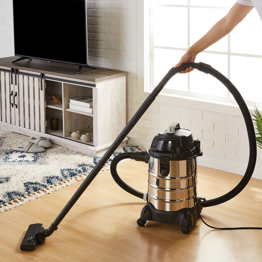 Amazon Basics Wet Dry Shop Vacuum Cleaner, 6 Gallon, 3.5 HP Stainless Steel, with Filter, Grey/Black