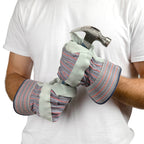 G & F Products Cowhide Leather Work Gloves with Suede Finish Palm rubberized safety cuff, 5 Pairs