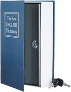Amazon Basics Portable Diversion Book Safe, Secret Hidden Lock Box with Key Lock for Valuables, Hidden Storage Compartment Disguised as a Book, Large, Blue