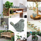 OwnMy 2 Cast Iron Green Bird Sculptures Outdoor Indoor Small Birds Statues