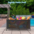 StorageWorks 295 Gallon Pool Float Storage, Mesh Pool Toy Storage Bin with Wheel and Side Pockets, Large Swimming Organizer, Outdoor Noodles Holder, Black