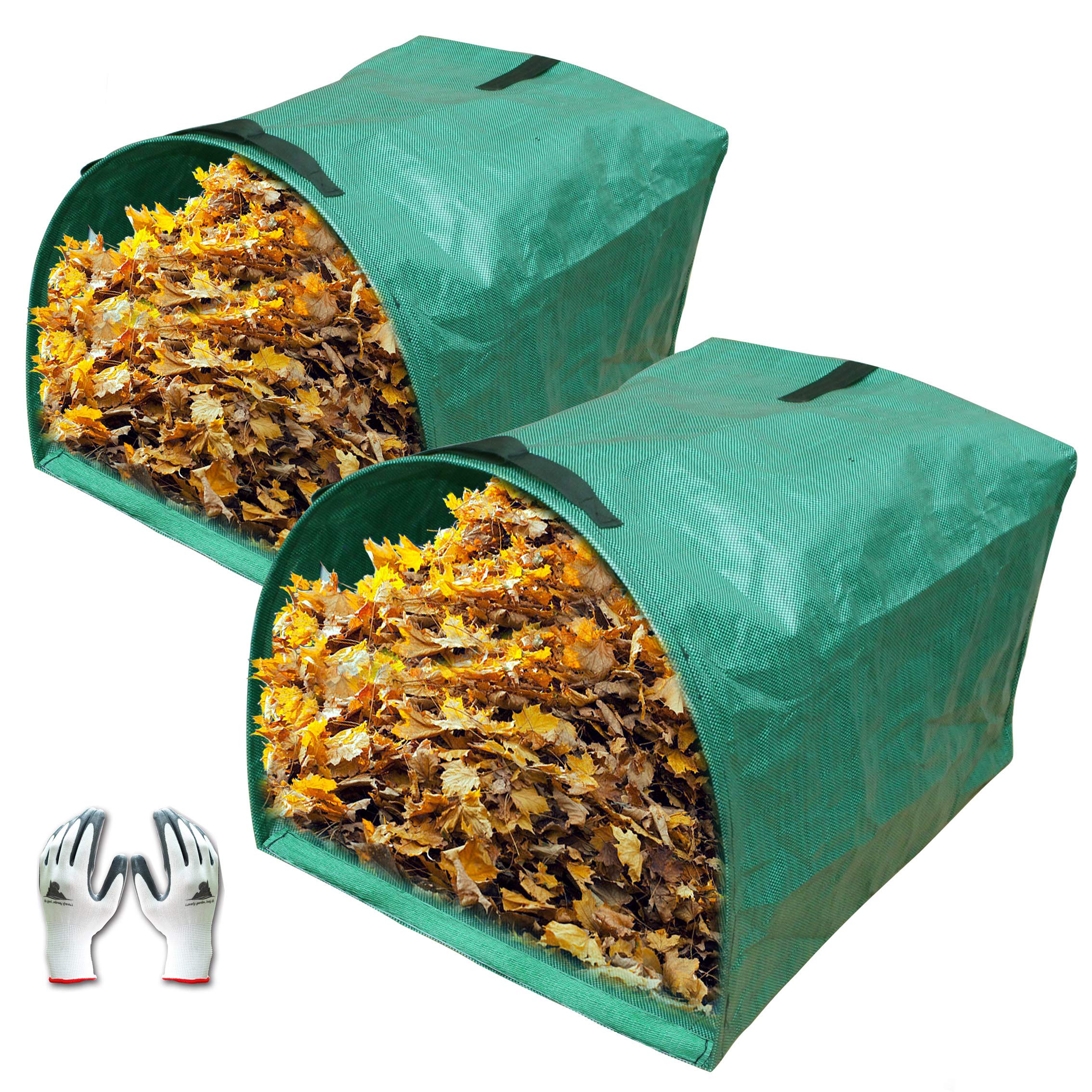 Gardzen 2 Pack 53 Gallon Dustpan Style Yard Waste Bags Reusable