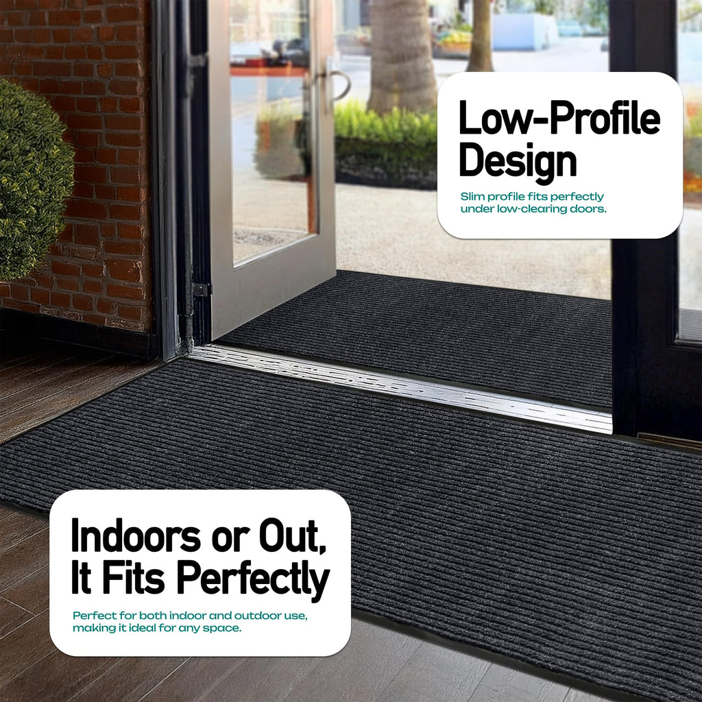 MaxMat Durable Rubber Door Mat - Heavy Duty, Indoor/Outdoor, Easy Clean, Waterproof, Low-Profile Mat for Entry, Patio, Garage - Stylish (Charcoal, 5' x 3' (Mud Trapper))