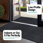 MaxMat Durable Rubber Door Mat - Heavy Duty, Indoor/Outdoor, Easy Clean, Waterproof, Low-Profile Mat for Entry, Patio, Garage - Stylish (Charcoal, 5' x 3' (Mud Trapper))
