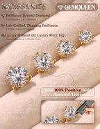 GEMQUEEN Moissanite Earrings Studs 925 Sterling Silver Hypoallergenic 2CT