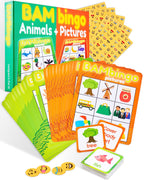 THE BAMBINO TREE Animal and Picture Bingo Game for Kids - Flash Cards Matching Learning Board Game for Ages 3-6 Preschool, Kindergarten & Family Fun