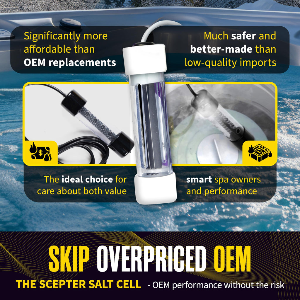 The Hot Tub Wizard - The Scepter Salt Cell Replacement for ACE Sanitizing System by Hot Spring - 76078 Quality Replacement Part - Easy Install, Long Lasting - Hotsprings Spa Parts - Made in the USA