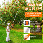 ACTREY 26FT Reach Fruit Picker Pole with Basket Telescoping,Apple Picker