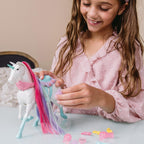 Sunny Days Entertainment Blue Ribbon Champions Fantasy Unicorn Grooming Set, Fantasy Toy Horse with Sounds and 12 Accessories, 4+