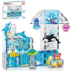 PicassoTiles Magnet Tiles Magnetic Building Blocks Aquarium Marine Animal Theme Set with 8 Character Action Figures Shark Crab Turtle STEM Toys Construction Preschool Toddlers Kids Boys Girls 3+ PTQ15
