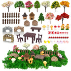 PIVNASY 56 Pcs Fairy Garden Accessories, Mini Resin Animals Figures, Miniature Table and Chairs, Moss Bonsai Micro Landscape Ornaments Kit, Miniature Garden Kit, Terrarium Ornaments DIY Craft
