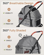 RIDYEE Dog Stroller for Small & Medium Dogs & Cats up to 44 lbs – Foldable, Lightweight, All-Terrain Shock Absorbing Wheels, Ventilated & Fully Shaded, Low-Entry Design