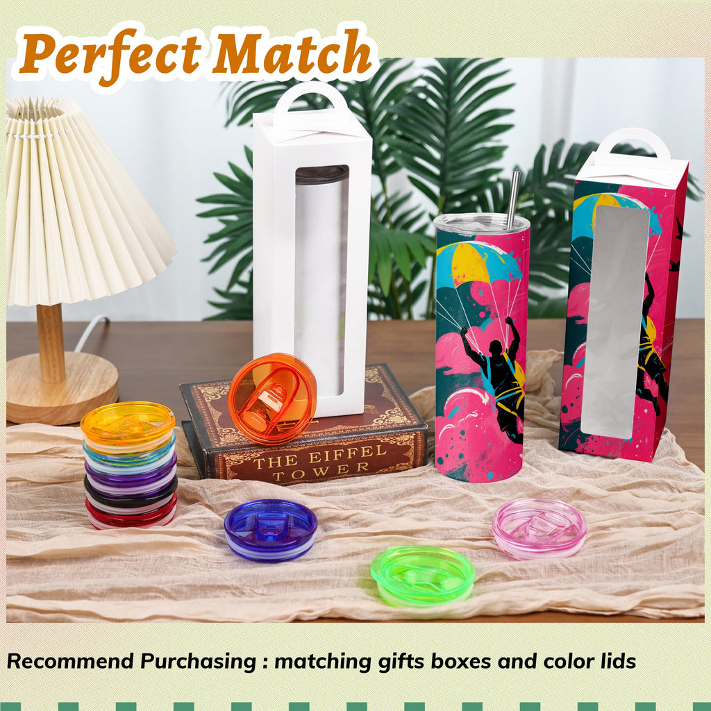 Joyclub 20 oz Sublimation Tumbler Blank 16 Pack Flat Edge Skinny Straight