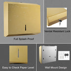 VANNSOO Commercial Paper Towel Dispenser Wall Mount, Gold