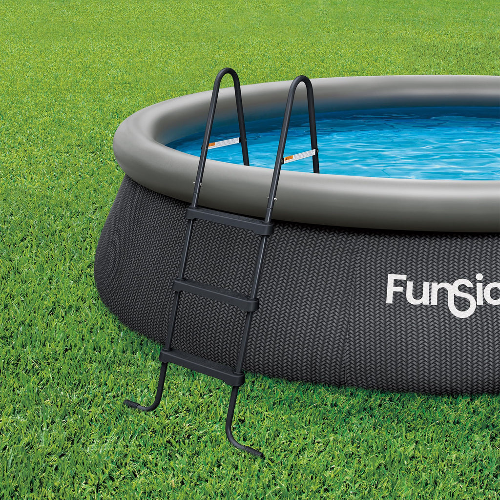 Funsicle SureStep 3 Step Lightweight Steel Outdoor Above Ground Swimming Pool Ladder with Non Slip Feet for Outdoor Use, Black