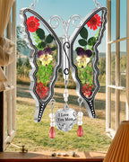 KY&BOSAM Mom Gift Butterfly Glass Pressed Flowers Suncatcher Window Hanging