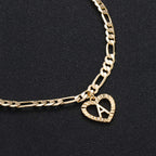 YANODA Gold Initial Pendant Necklace Anklet Bracelet for Women 14K Gold Plated Figaro Chain Letter Initial Heart Necklace Anklets Alphabet Foot Jewelry Personalized Jewelry for Women S