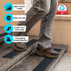 LifeGrip Outdoor Stair Treads Non-Slip 12 Pack, 6"x32" Waterproof Grip Tape for Wooden Steps, Deck, Porch - 80-Grit Adhesive Strips for Dogs, Kids & Elderly Safety
