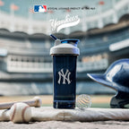 BlenderBottle Shaker Bottle Pro Series Perfect for Protein Shakes and Pre Workout, 28-Ounce, Grey/Blue (New York Yankees)