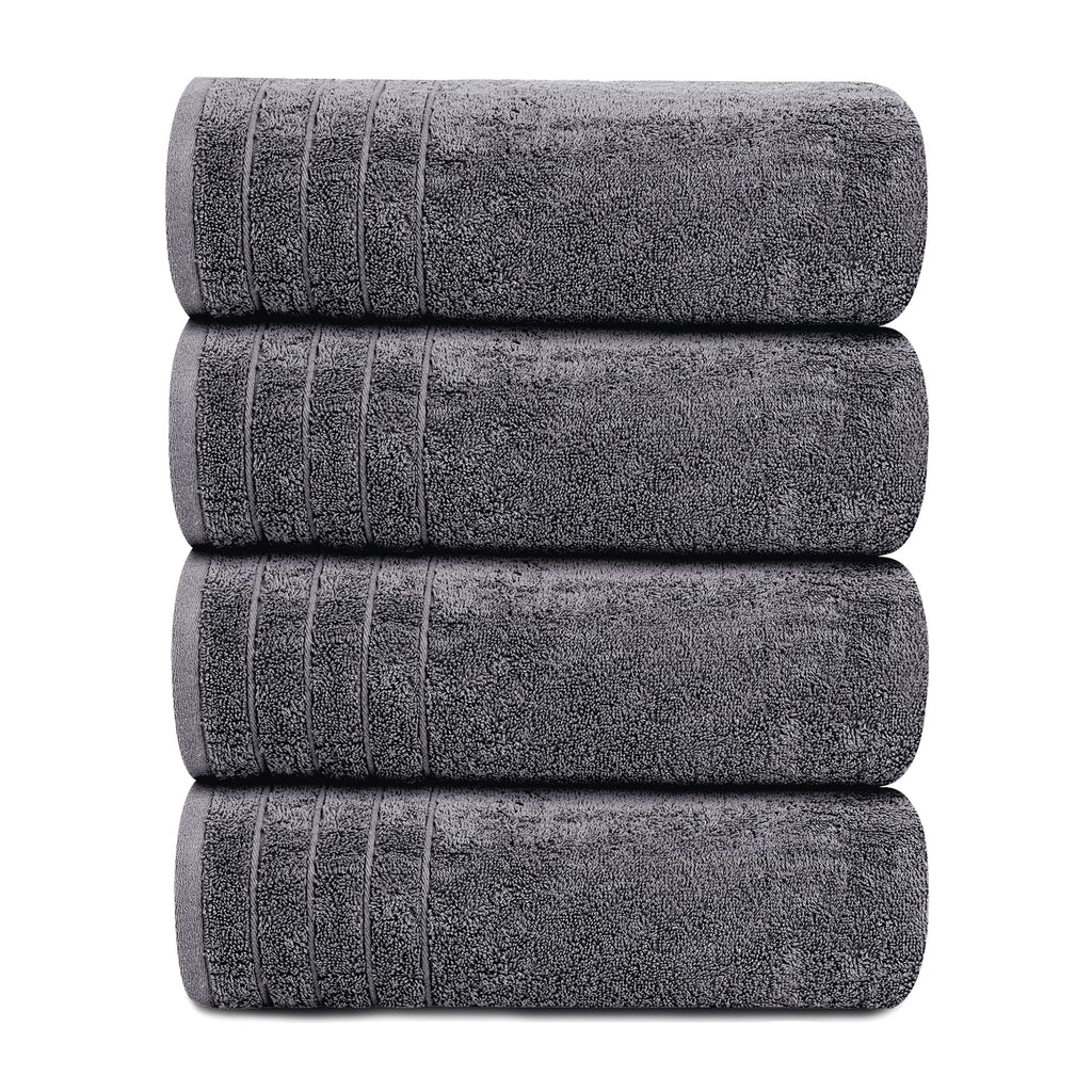 Tens Towels 4 Piece Extra Large Bath Towels 30 x 60 Inches, Dark Grey