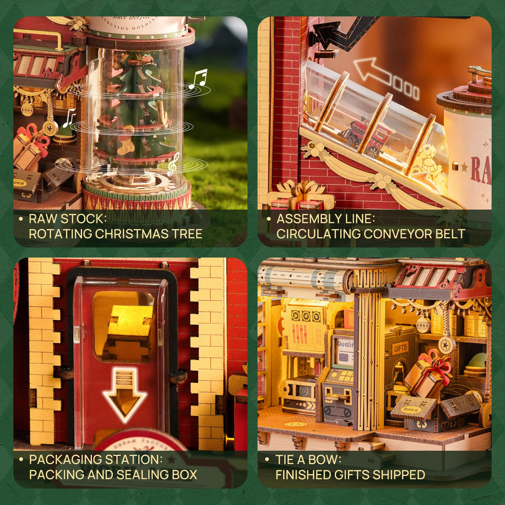 ROKR 3D Puzzle for Adults Christmas Dream Gift Factory DIY Miniature House