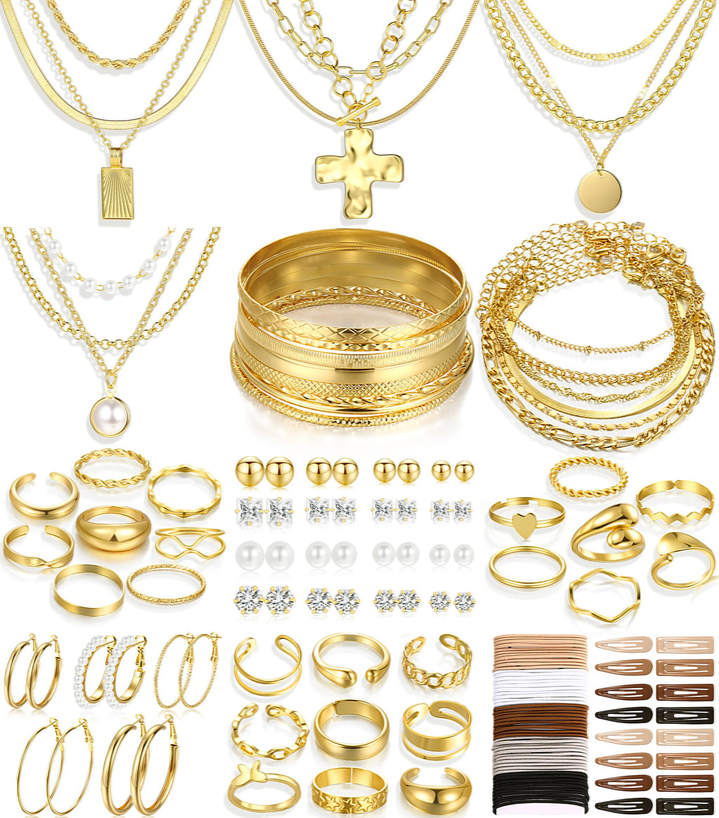 FANDY 137 Pieces Gold Jewelry Set for Women