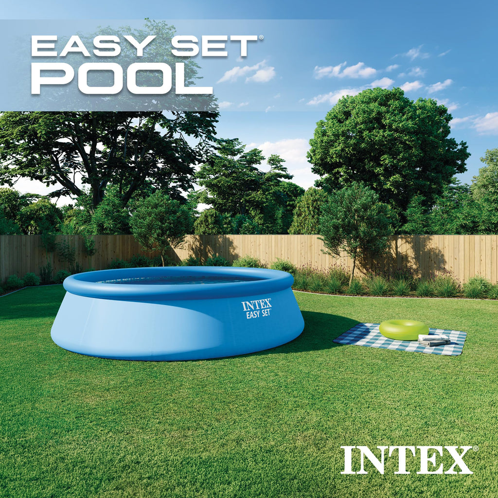Intex Easy Set 15 ft x 42in Above Ground Pool Set, Round Inflatable Swimming Pool with 1000 GPH Cartridge Filter Pump, Ladder, Cover, & Ground Cloth