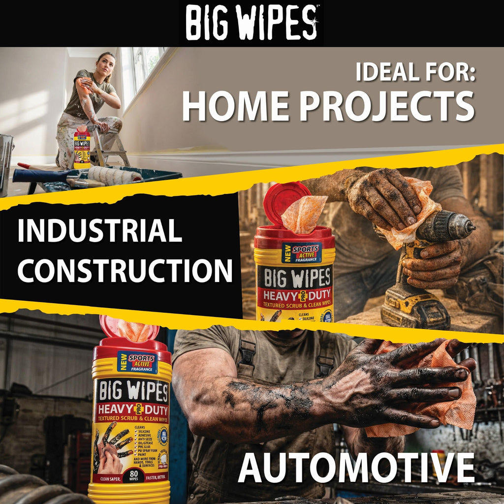 BIG WIPES Heavy Duty Industrial Hand Cleaning Wipes, Textured Scrubbing Degreaser Wipes for Mechanics and Tool Cleaner – 80 Count Canister (1 Pack)