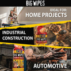 BIG WIPES Heavy Duty Industrial Hand Cleaning Wipes, Textured Scrubbing Degreaser Wipes for Mechanics and Tool Cleaner – 80 Count Canister (1 Pack)