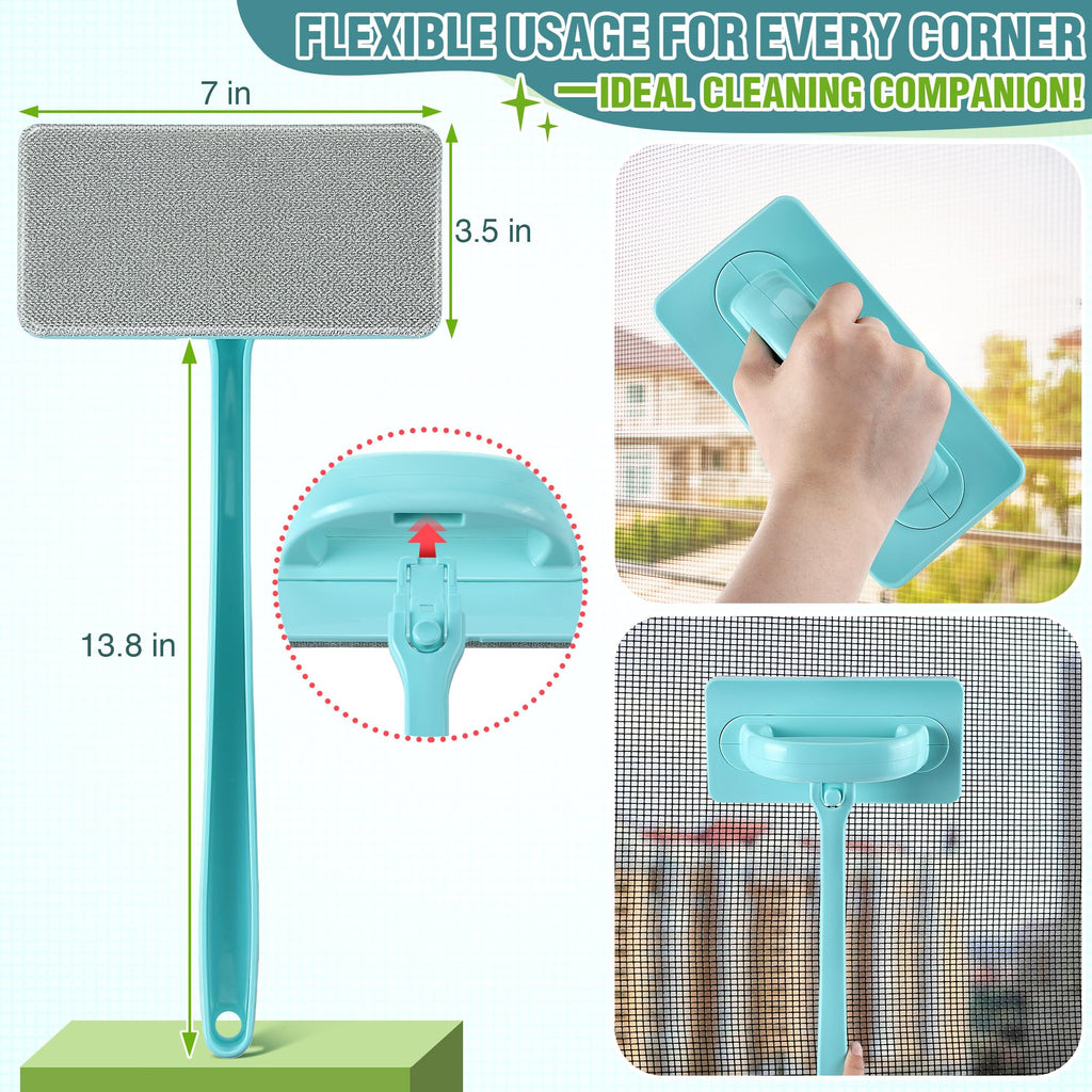 Enhon 2 Pack Mesh Screen Cleaner, Window Screen Cleaning Brush Washing Equipment, Detachable Window Cleaner Tool with Wet and Dry Dual Use