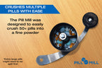 Pill Mill Pill Crusher - Crushes Multiple Tablets to a Fine Powder - Metal Medicine Grinder - Tablet Pulverizer Perfect for Travel - Great for Feeding Tube use, Pets or easier Medicine intake for Kids