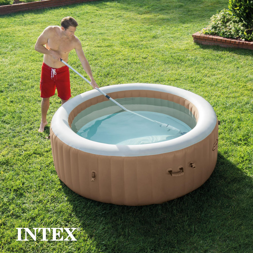 Intex Rechargeable Handheld Pool Vacuum Cleaner with 94” Telescoping Pole, 2 Brush Heads, & Shaft Adapter for PureSpas & Pools