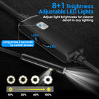 [Dual-Lens] Endoscope Camera with Light,1920P HD Borescope with 8+1 Adjustable LED Lights, IP67 Waterproof Endoscope with Semi-Rigid Snake Cable, Inspection Borescope for iOS and Android-16.4ft