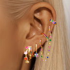 ISUEVA 14K Gold Silver Zircon Colorful Earrings For Women Earring Stacks